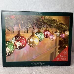 Christmas Tree Lights Hallmark Illuminations Snowflake Snowballs + Power Box